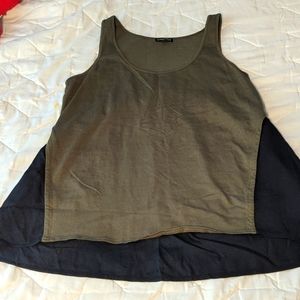 Express M Army Green and Black color block tank blouse